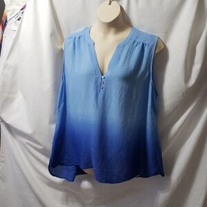 Como Vintage. Blue Ombre, Sleeveless,  High-low Top. Size 3X.